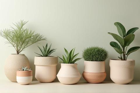 様々な色とサイズのエコプランター（デスクトップ）