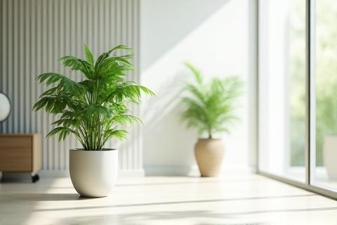 モダンなリビングルームに置かれたエコプランター（デスクトップ）