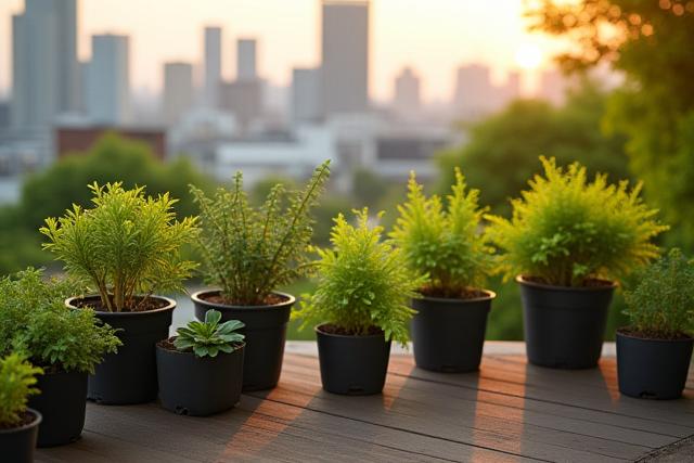 テラスに並べられたエコプランター